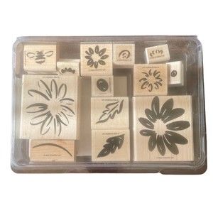 Stampin Up! Stamp Sets Flowers Defined Decorative Daisy W/ Bee, Leaves Year 2000